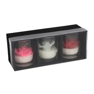 Votive Candles Unscented Rose Themed Set of 3 by Laeto Ageless Aromatherapy - FREE DELIVERY INCLUDED