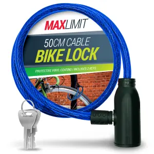 Blue Cable Bike Lock with Key - Bike Locks High Security Bike Chain Lock Bicycle Lock Cycle Lock for Bicycle Heavy Duty Bike Lock