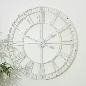 Melody Maison Large White Skeleton Wall Clock 80cm x 80cm