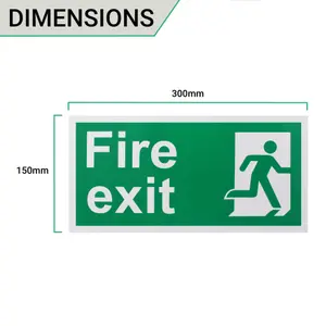 EAI - Fire Exit Sign Man Right 300x150mm Self Adh Semi Rigid PVC