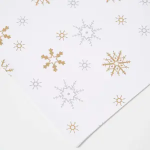 Homescapes Cotton Christmas Gold Snowflake Pack of 2 Placemats