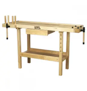 Lumberjack Heavy Duty Solid Wooden Woodworking Work Bench with 1 x Drawer & 2 Vice