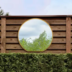 MirrorOutlet The Circulus Gold Framed Flat Bottom Circular Garden Wall Mirror 105CM X 100CM