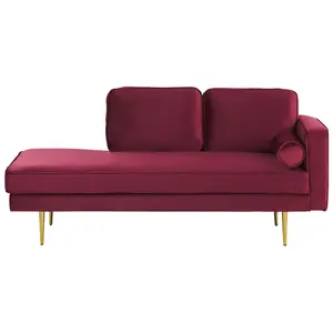 Right Hand Velvet Chaise Lounge Dark Red MIRAMAS