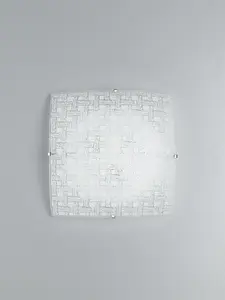 Luminosa PAMELA LED Patterned Glass Flush Ceiling Light White 1480lm 4000K 30x30cm