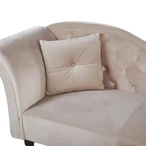 Left Hand Chaise Lounge Velvet Beige LATTES