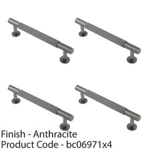 4 PACK - Reeded Lined Bar Door Pull Handle - 158mm x 13mm - 128mm Centres - Anthracite