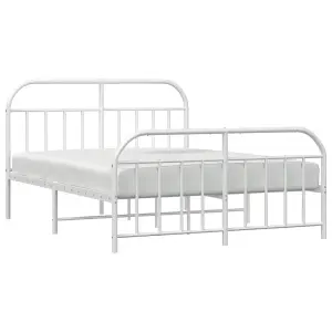 Berkfield Metal Bed Frame with Headboard and Footboard White 183x213 cm