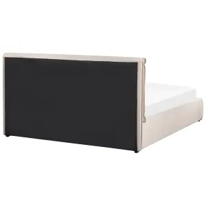 Velvet EU King Size Ottoman Bed Beige BAJONNA