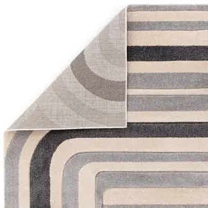 Cream Grey Abstract 13mm Thick Stain-Resistant Rug For Bedroom, Dining Room, Easy to Clean Modern Rug-120cm X 170cm