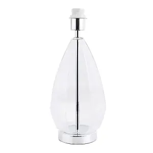 Transparent Glass and Polished Chrome Table Lamp Base with Inline Cable Switch