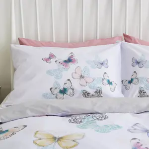 Catherine Lansfield Bedding Scatter Butterfly Duvet Cover Set with Pillowcases Heather