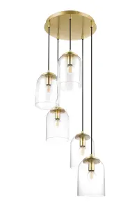 GoodHome Thestias Brass effect 5 Lamp Pendant ceiling light, (Dia)380mm