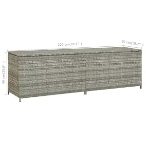 vidaXL Garden Storage Box Poly Rattan 200x50x60 cm Grey