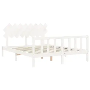 Berkfield Bed Frame with Headboard White 160x200 cm Solid Wood