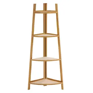 4 Tier Brown Modern Corner Ladder Shelf Plant Display Stand 115cm (H)