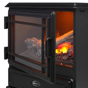 Dimplex Optimyst 2000W Matt Black Cast iron effect Electric Stove (H)620mm (W)480mm