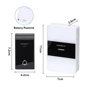 Aigostar Panda Series Wireless Doorbell, IP44 Waterproof Cordless Doorbell Kit with 2 Receiver