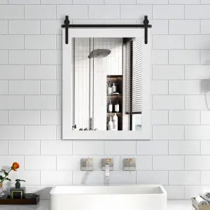 Costway Wall Mounted Mirror Vanity Make Up Farmhouse Wall Mirror Rectangle Decorative