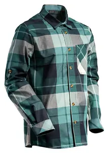 Mascot Customized Checked Flannel Shirt (Forest Green Checked)  (Large)