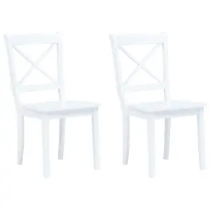 Berkfield Dining Chairs 2 pcs White Solid Rubber Wood