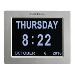 Modern & Contemporary Digital Metal Electric Alarm Tabletop Clock in Satin Silver/Black