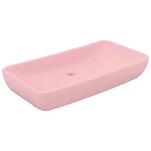 Berkfield Luxury Basin Rectangular Matt Pink 71x38 cm Ceramic