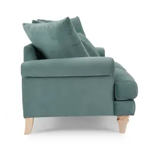 Churchill 2 Seater Sofa With Scatter Back Cushions, Teal Velvet