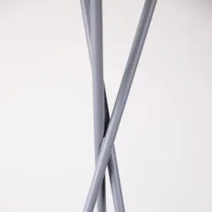 First Choice Lighting Grey Tripod Floor Lamp with Black Fabric Shade