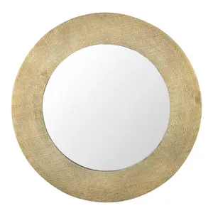 Green Decore Terra Antique Decorative Wall Mirror, For Living Room, Hallway, Vanity & Bedroom, Metal Frame, Brass, 74cm Round