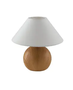 Luminosa Table Lamp with Round Tapered Shade Wood, Ceramic, Fabric 23x23cm