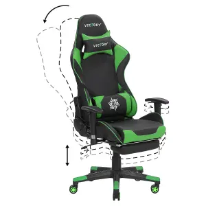 Gaming Chair Faux Leather Green VICTORY