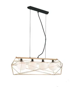 Luminosa Abraxas Bar Globe Cage Ceiling Pendant, Black, Gold, E27