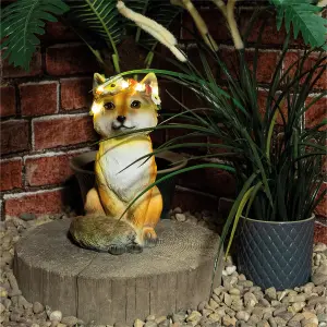 Garden Outdoor Solar Powered Light Up Animal Fox Ornament Gnome Decoration