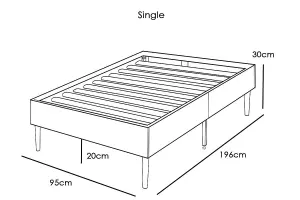 Edworth Grey Fabric Low Platform Single Bed Frame 3ft