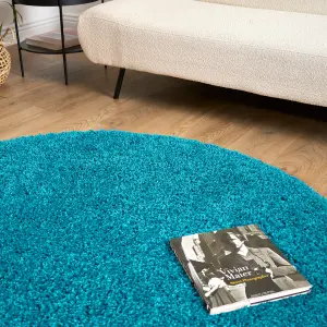 Teal Blue Thick Shaggy Rug - California