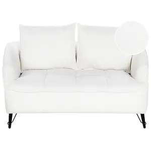 2 Seater Boucle Sofa White HOBRO