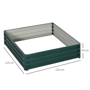 Outsunny Raised Garden Bed Metal Patio Backyard Flower Vegetable Planter Green