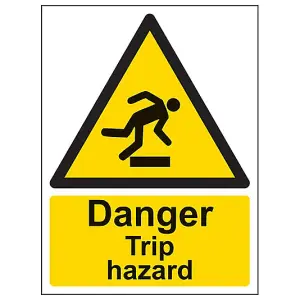 Danger Trip Hazard - Warning Sign - Adhesive Vinyl - 150x200mm (x3)