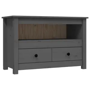 Berkfield TV Cabinet Grey 79x35x52 cm Solid Wood Pine