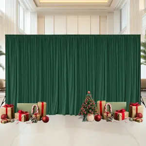 Green Velvet Backdrop Curtain Wrinkle-Free Polyester Fabric Background with Drapes, 3x6 Metres