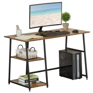 HOMCOM Writing Desk Working Station Home Office Table with 2 Shelves Steel Frame