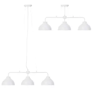 Litecraft Brooklyn White 3 Light Industrial Ceiling Pendant Bar