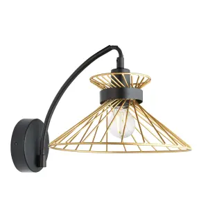 Eiffel Modern Black & Gold effect Wired LED Wall light