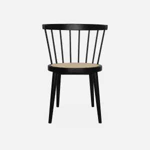 sweeek. Pair of wood and cane dining chairs Nora Black 54x54x76.5 cm