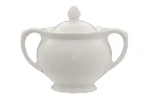 Essentials by Premier Quinn Embossed White Sugar Bowl