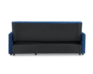 Devon 3 Seater Storage Chaise Pull Out Fabric Blue Velvet Sofa bed