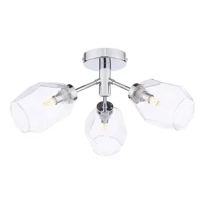 Leonie 3-Light Polished Chrome Semi-Flush Ceiling Light