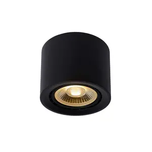 Lucide Fedler Modern Surface Mounted Ceiling Spotlight 12cm - LED Dim to warm - GU10 - 1x12W 2200K/3000K - Black