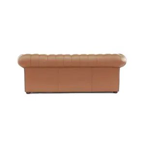 Chesterfield 3 Seater Shelly Saddle Real Leather Sofa Bespoke In Classic Style